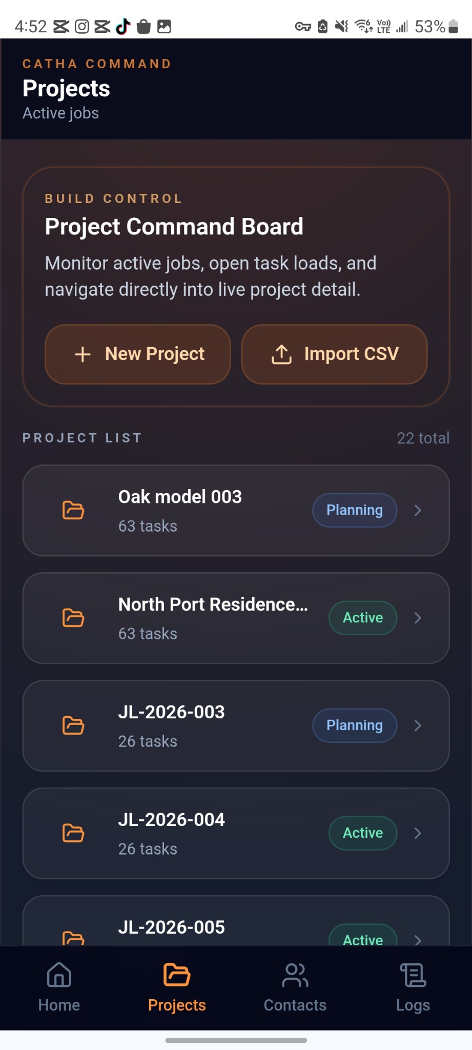 Ja Lite projects screenshot